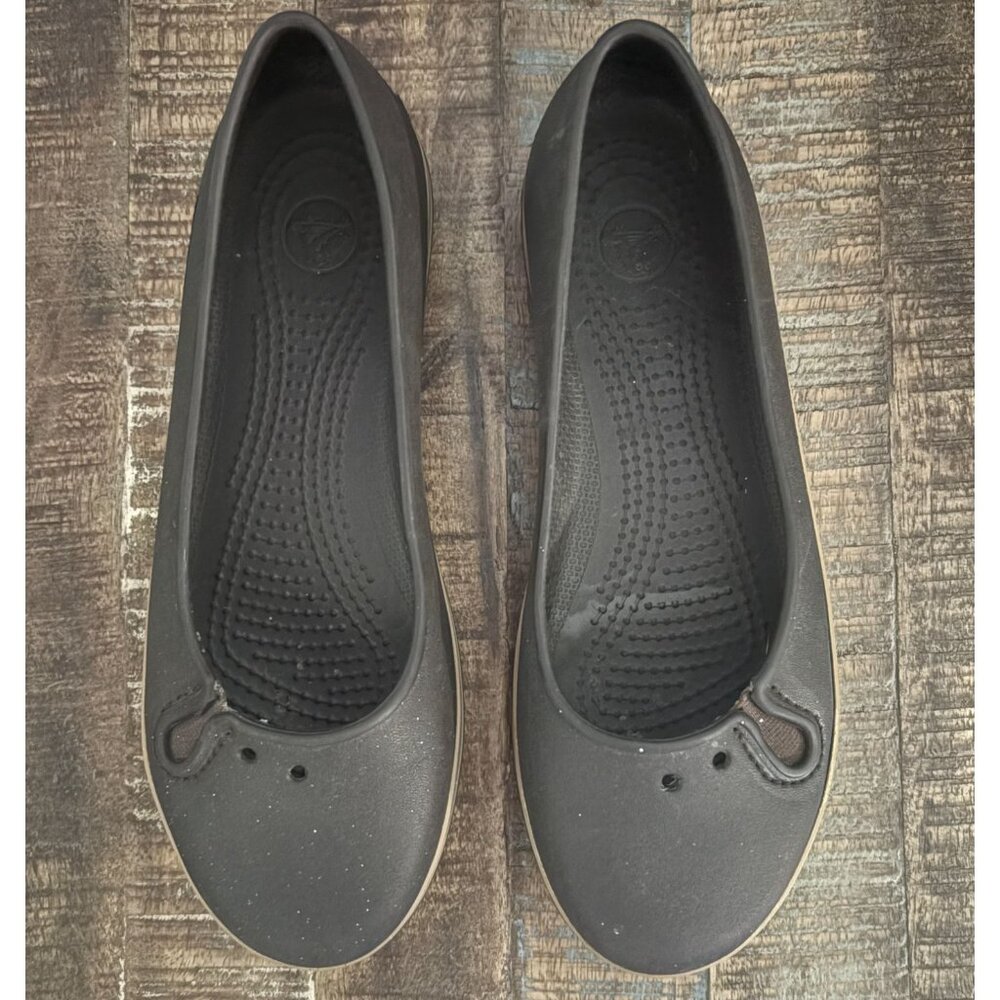Ladies Crocs Flat Ballerina Crocband Slip-On Casual Flats Brown Size 6 - Picture 2 of 10